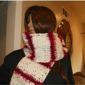 White and Red Scarf Perfect for the Holidays Very Soft Thick and Long
